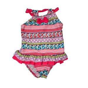 Floatimini Girls' 6 One-piece Swimsuit Geomettic Print pattern Ruffles Bow. 2354